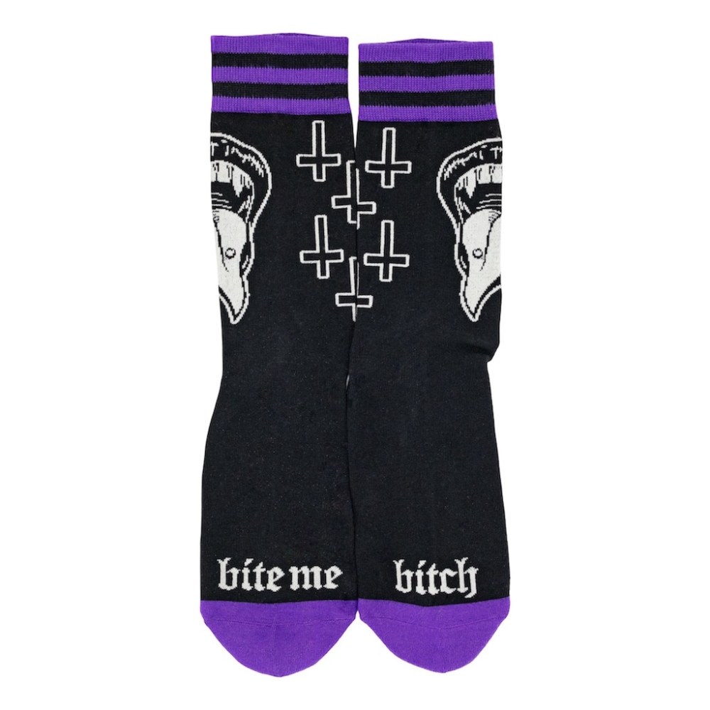 Footclothes - Bite Me Bitch Split L/R Design Socks - Multicolours